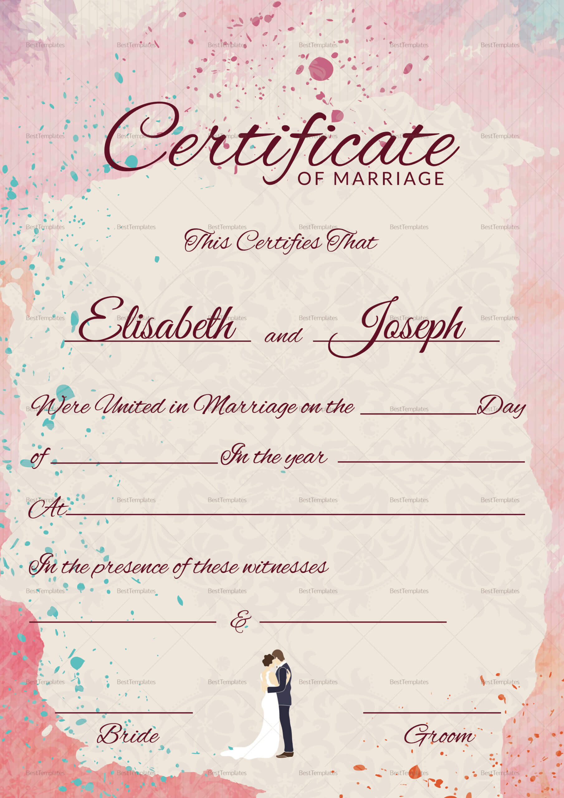 Marriage Certificate Templates – Yatay.horizonconsulting.co With Certificate Of Marriage Template