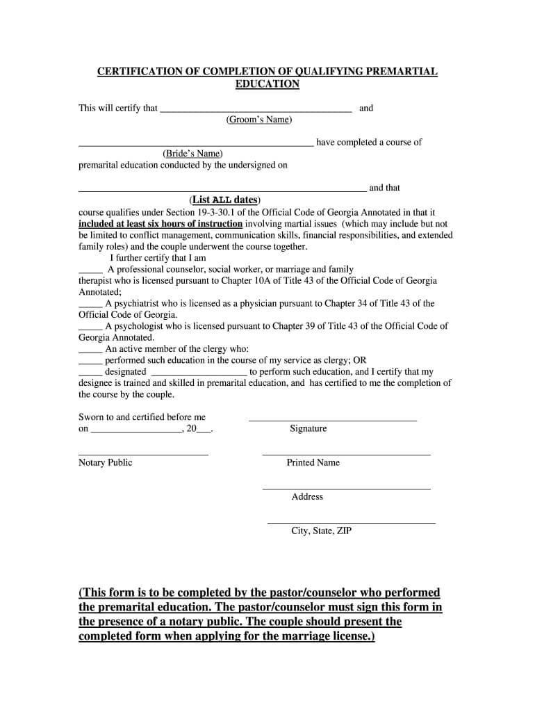 Marriage Counseling Certificate Template – Fill Online Intended For Premarital Counseling Certificate Of Completion Template