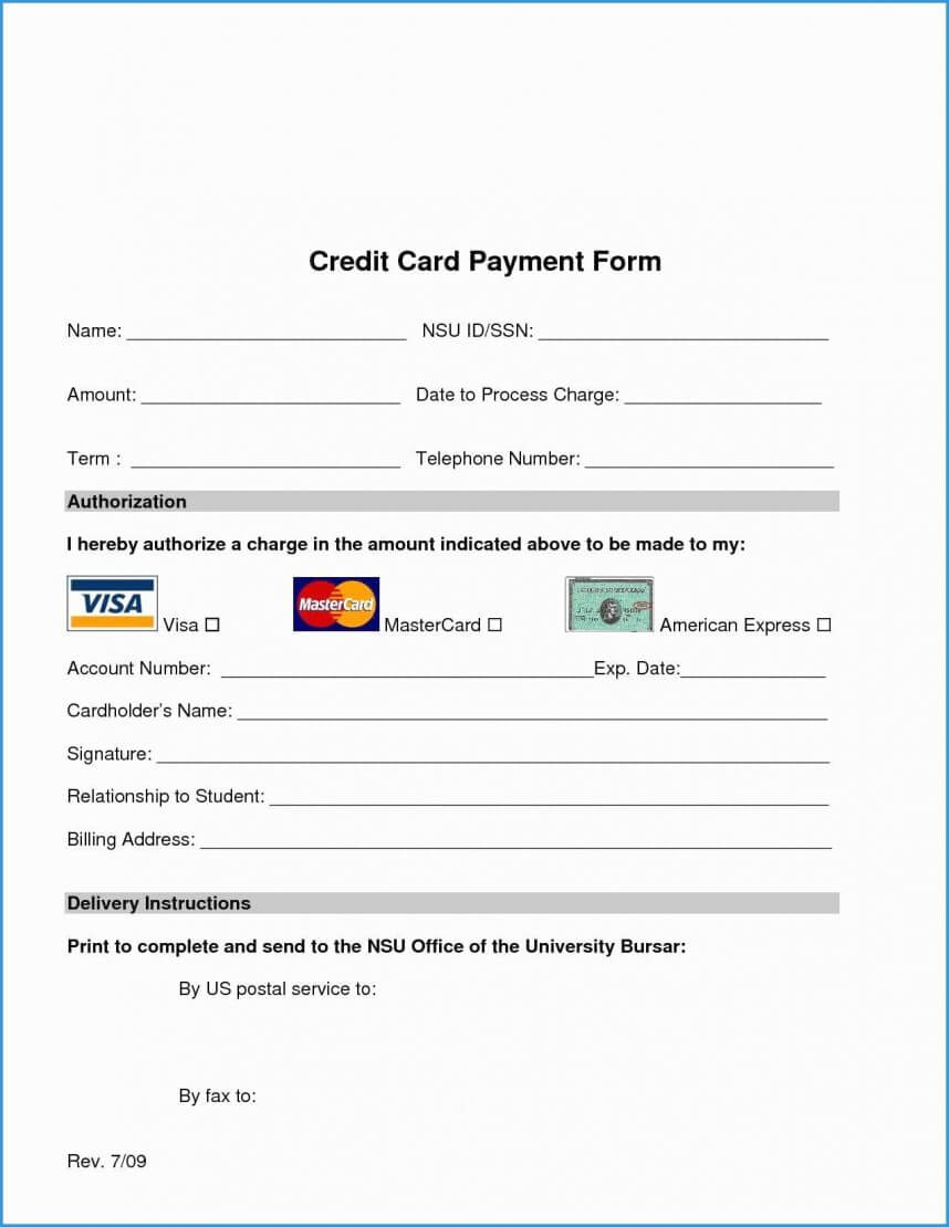 Marvelous Credit Card Authorization Form Template Microsoft With Regard To Order Form With Credit Card Template