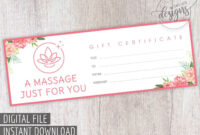 Massage Gift Certificate, Mother's Day Gift Certificate with regard to Massage Gift Certificate Template Free Download
