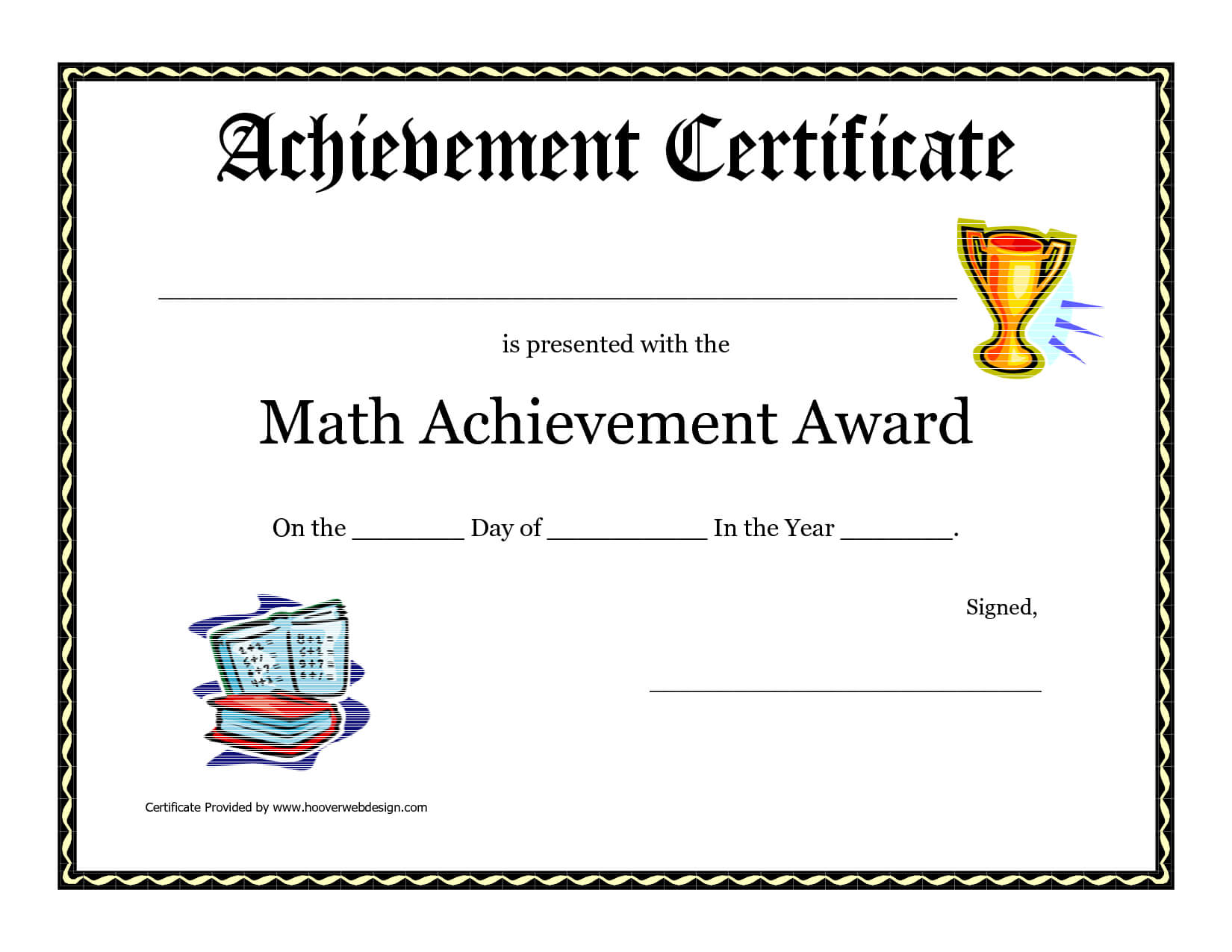 Math Achievement Award Printable Certificate Pdf | Award For Math Certificate Template