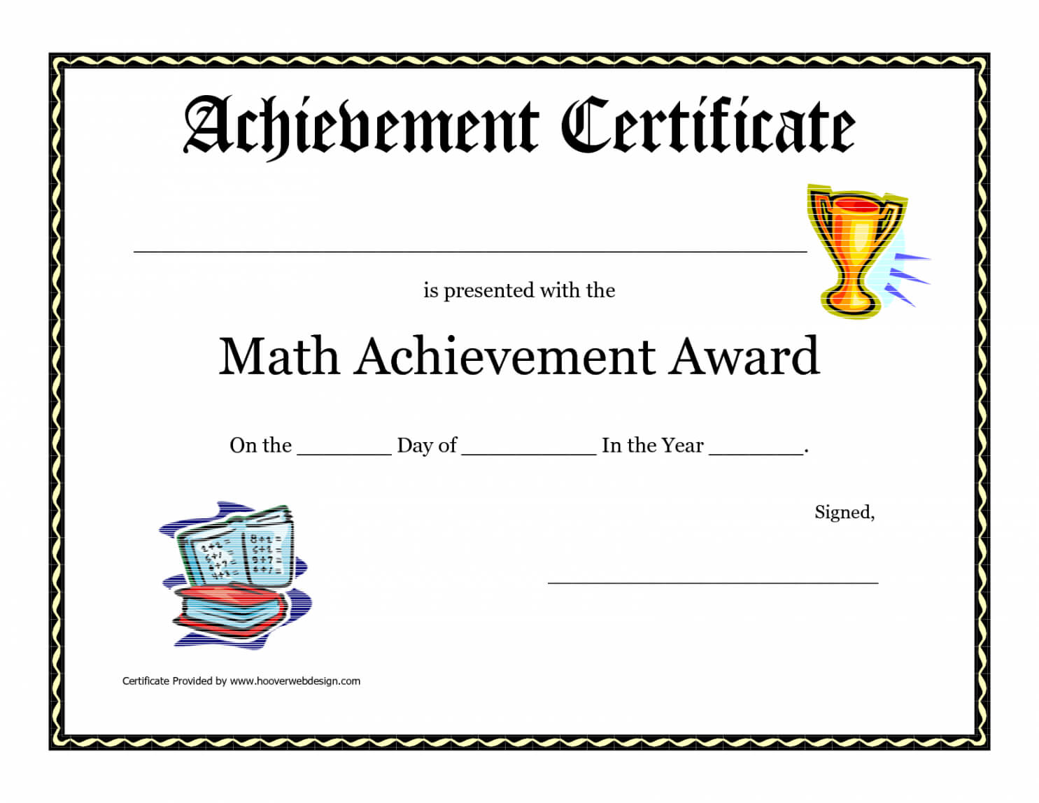 Math Achievement Award Printable Certificate Pdf Math For Academic Award Certificate Template