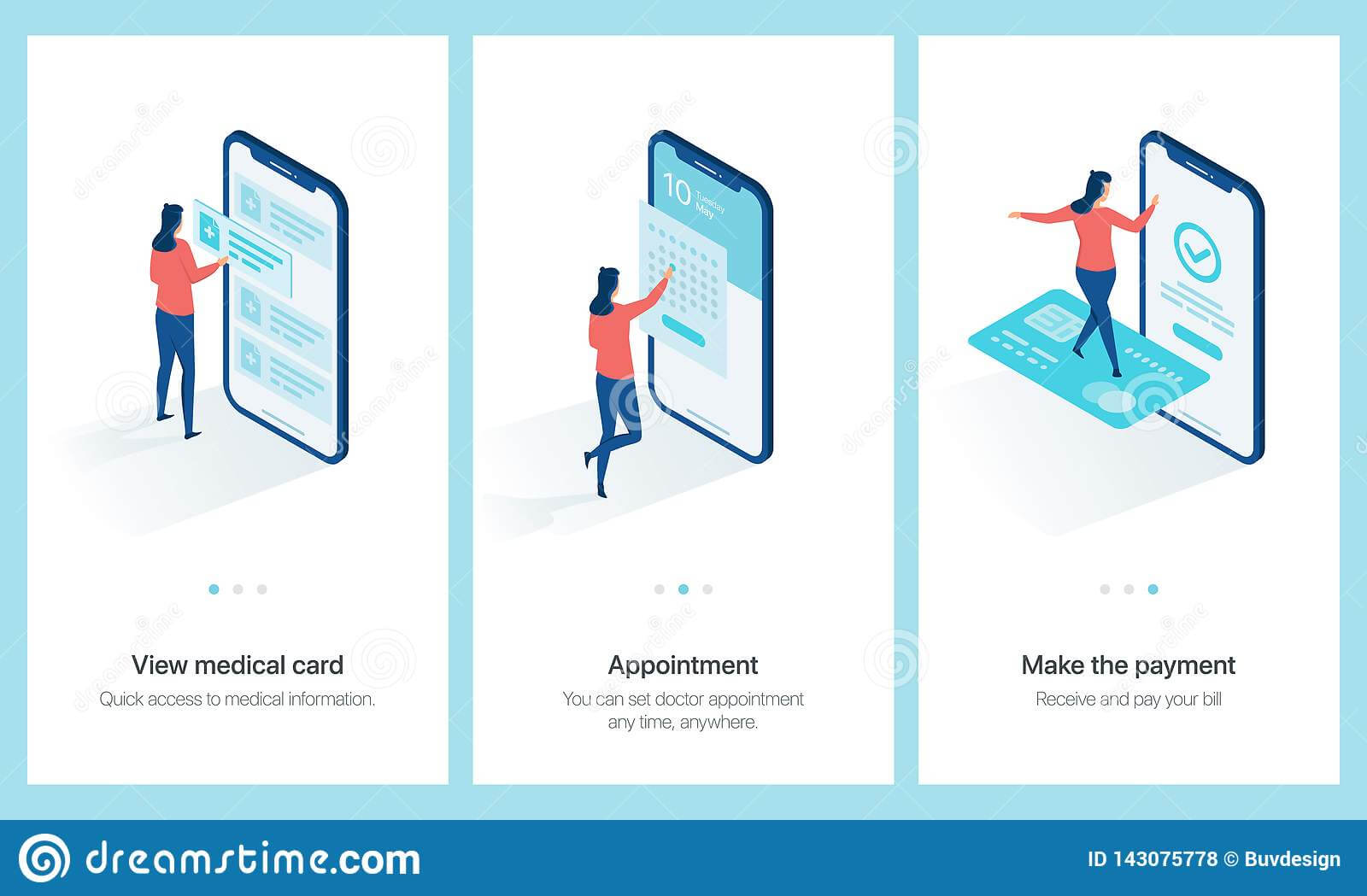 Medical Centre Concept Onboarding. Stock Vector Inside Medical Appointment Card Template Free