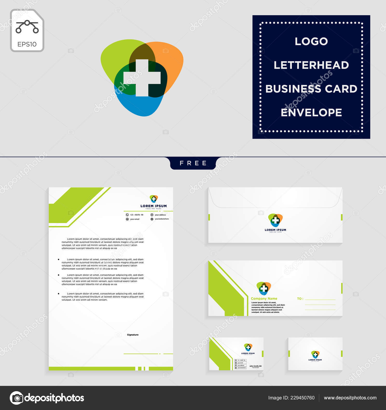 Medical Cross Logo Template Vector Illustration Free For Business Card Letterhead Envelope Template
