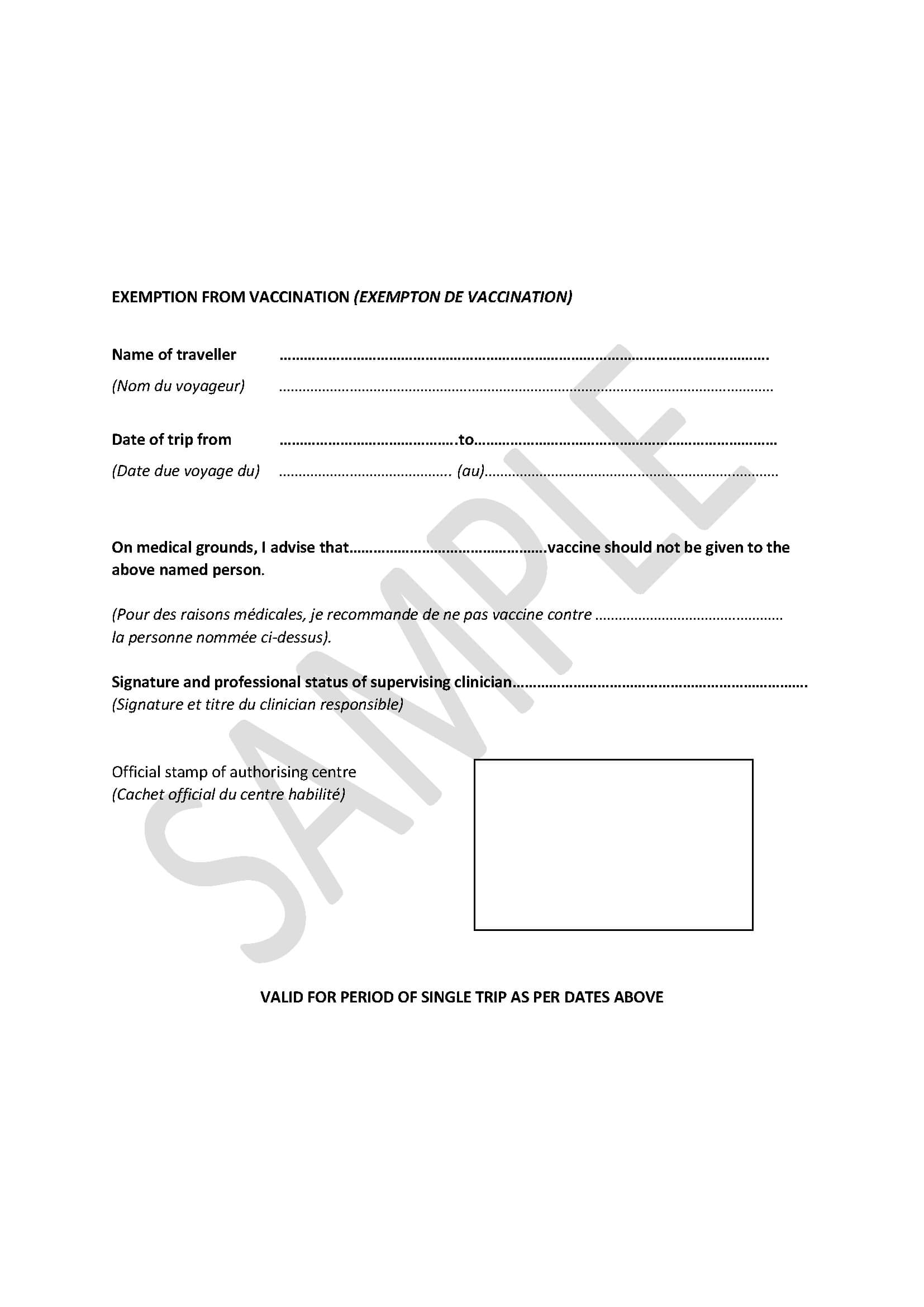 Medical Letter Of Exemption Yellow Fever Zone In Certificate Of Vaccination Template