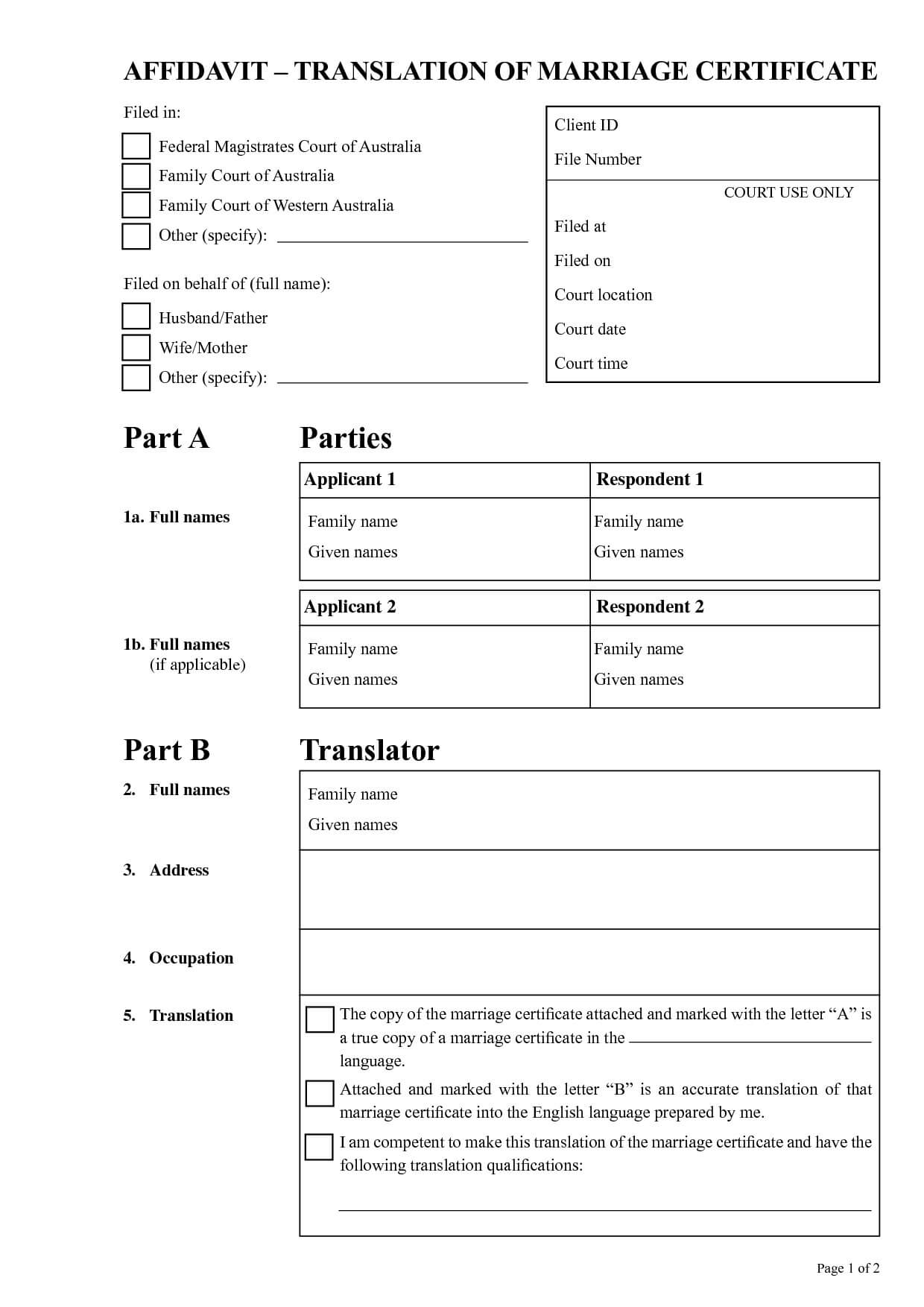Mexican Birth Certificate Translations Marriage Template For Marriage Certificate Translation From Spanish To English Template