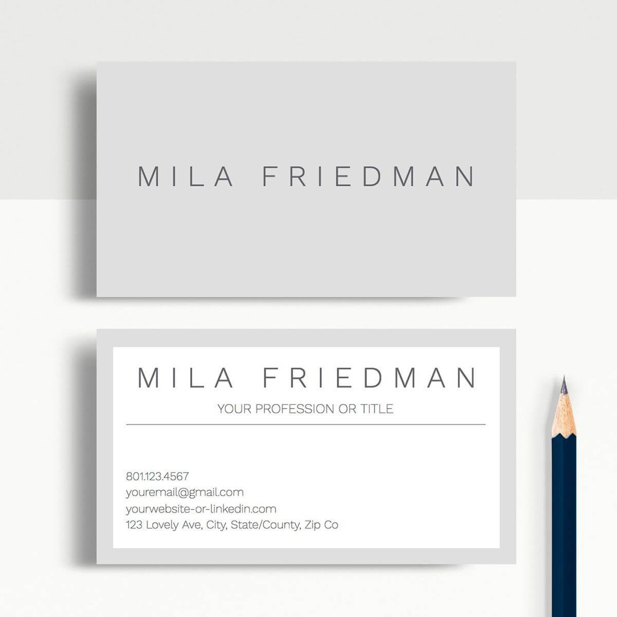 Mila Friedman | Google Docs Professional Business Cards Pertaining To Google Docs Business Card Template