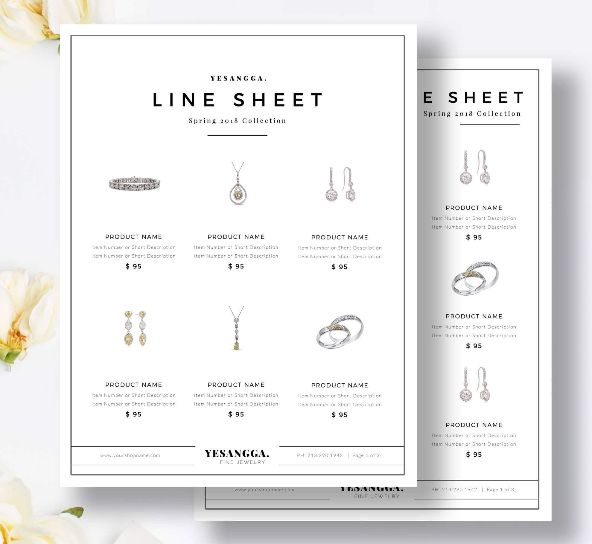 Minimalist Line Sheet Template, Wholesale Catalog, 4 Layouts Regarding Product Line Card Template Word