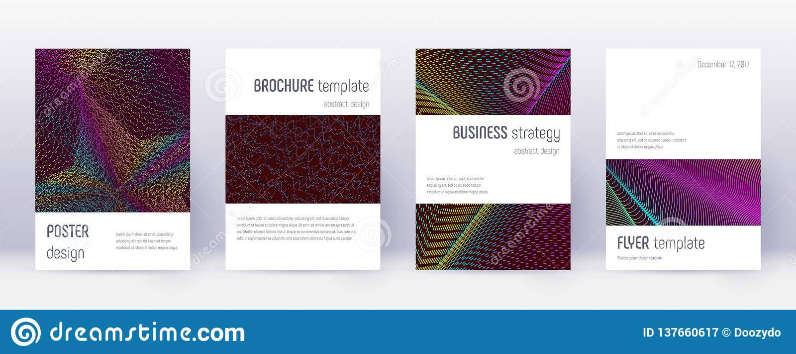 Minimalistic Brochure Design Template Set. Rainbow Stock With Regard To Wine Brochure Template