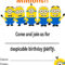 Minion Birthday Invitations : Minion Birthday Invitations For Minion Card Template