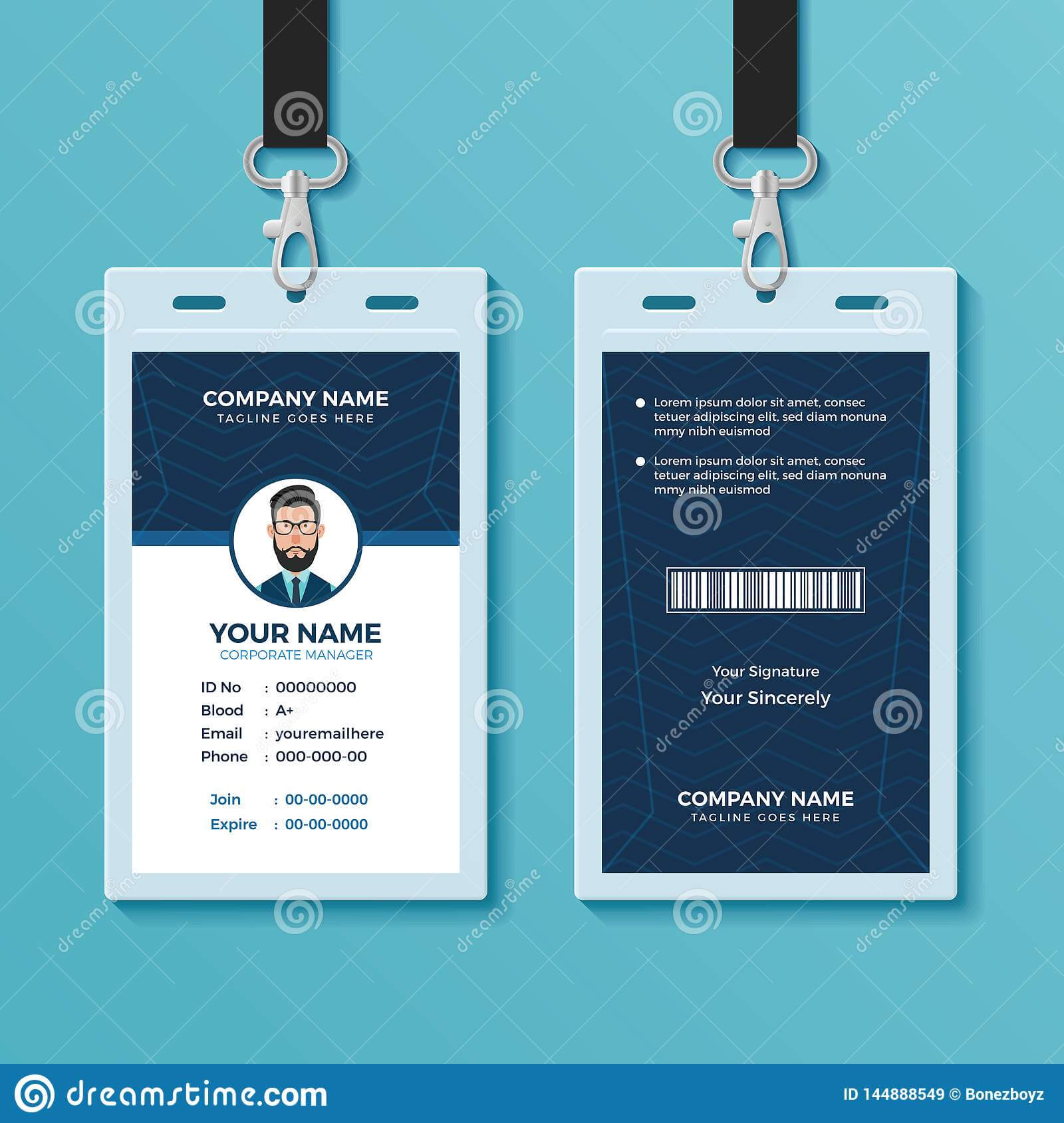 Modern And Clean Id Card Design Template Stock Vector Regarding Conference Id Card Template