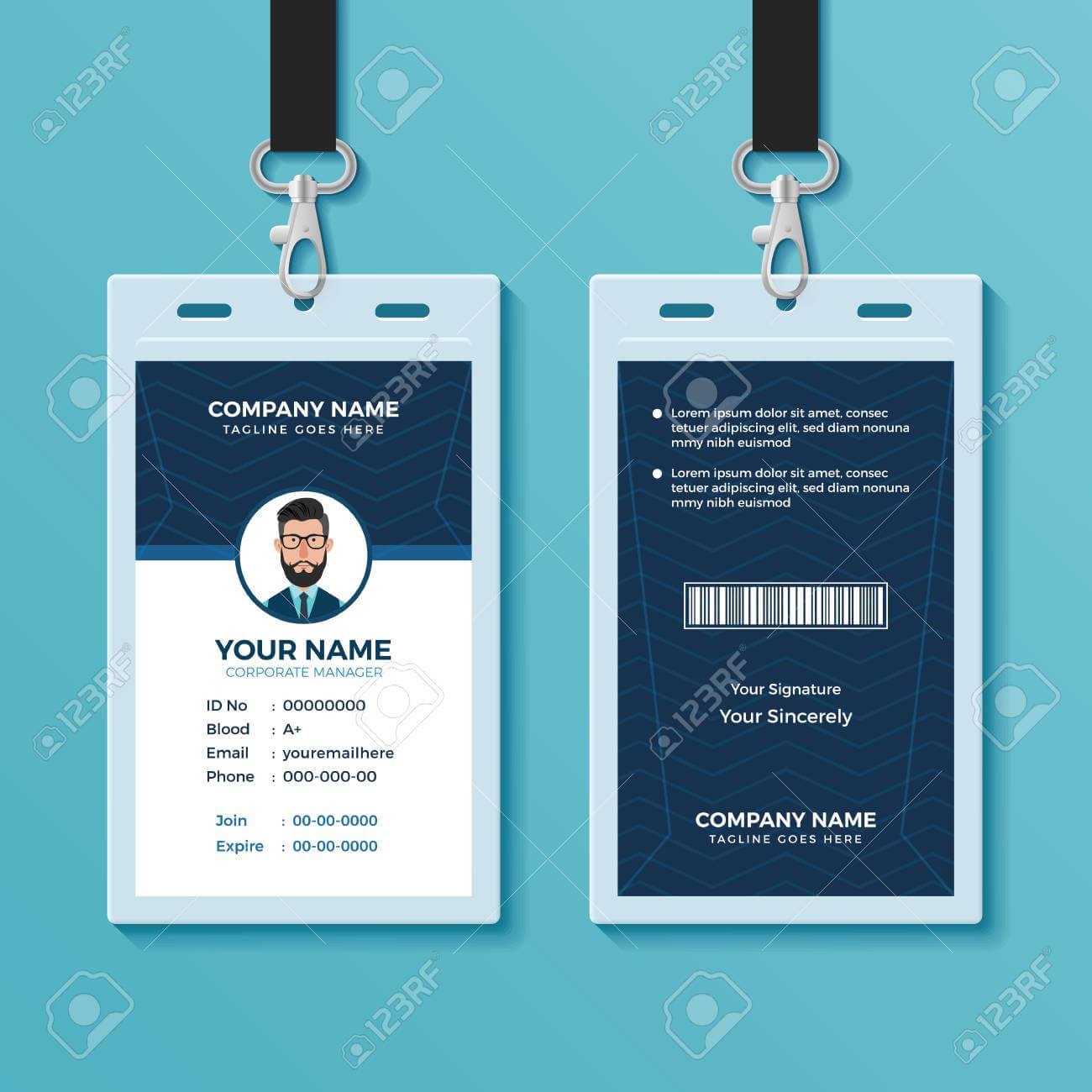 Modern And Clean Id Card Design Template With Regard To Portrait Id Card Template