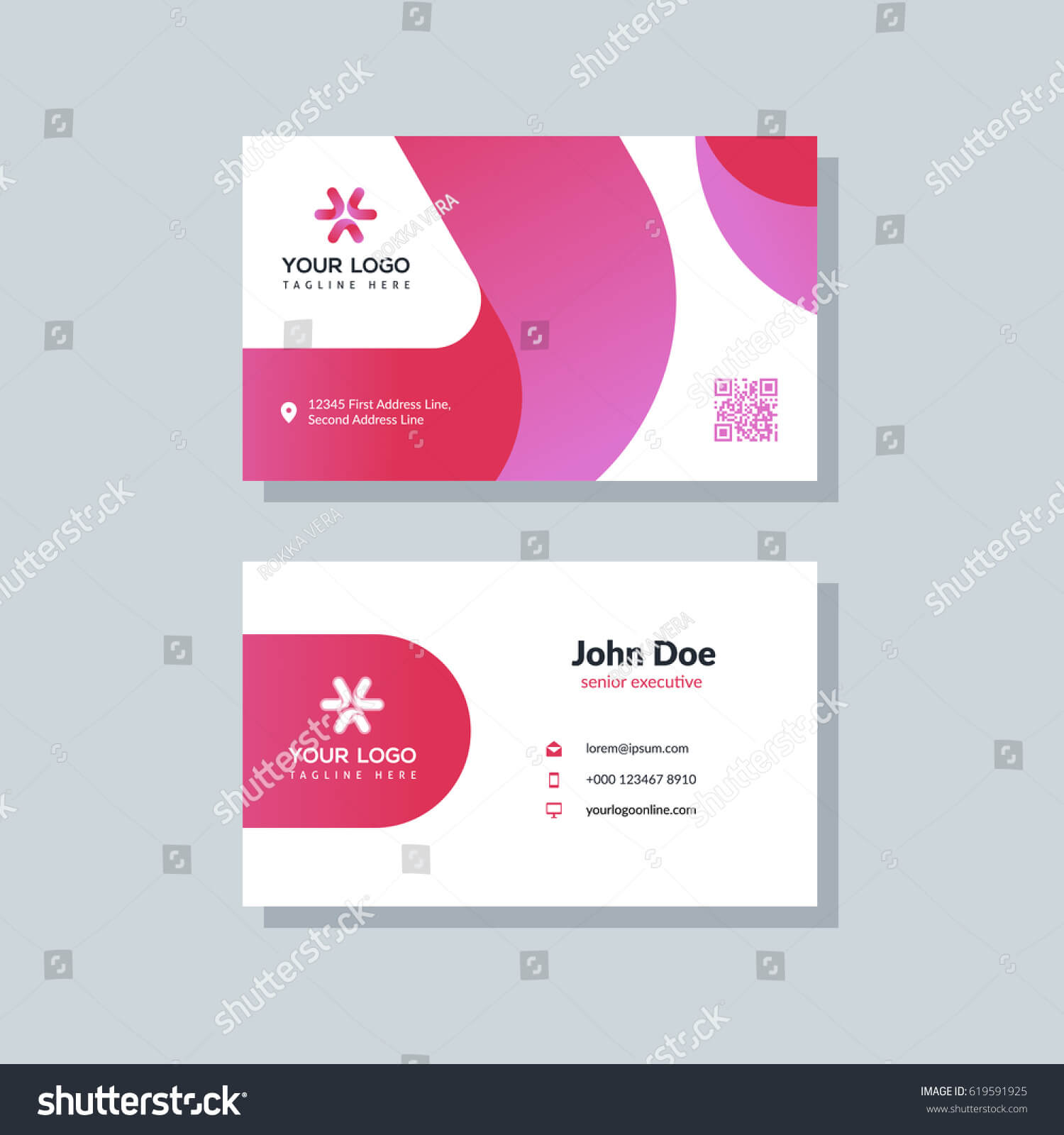 Modern Red Business Card Template Flat Stock Vector (Royalty For Template For Calling Card