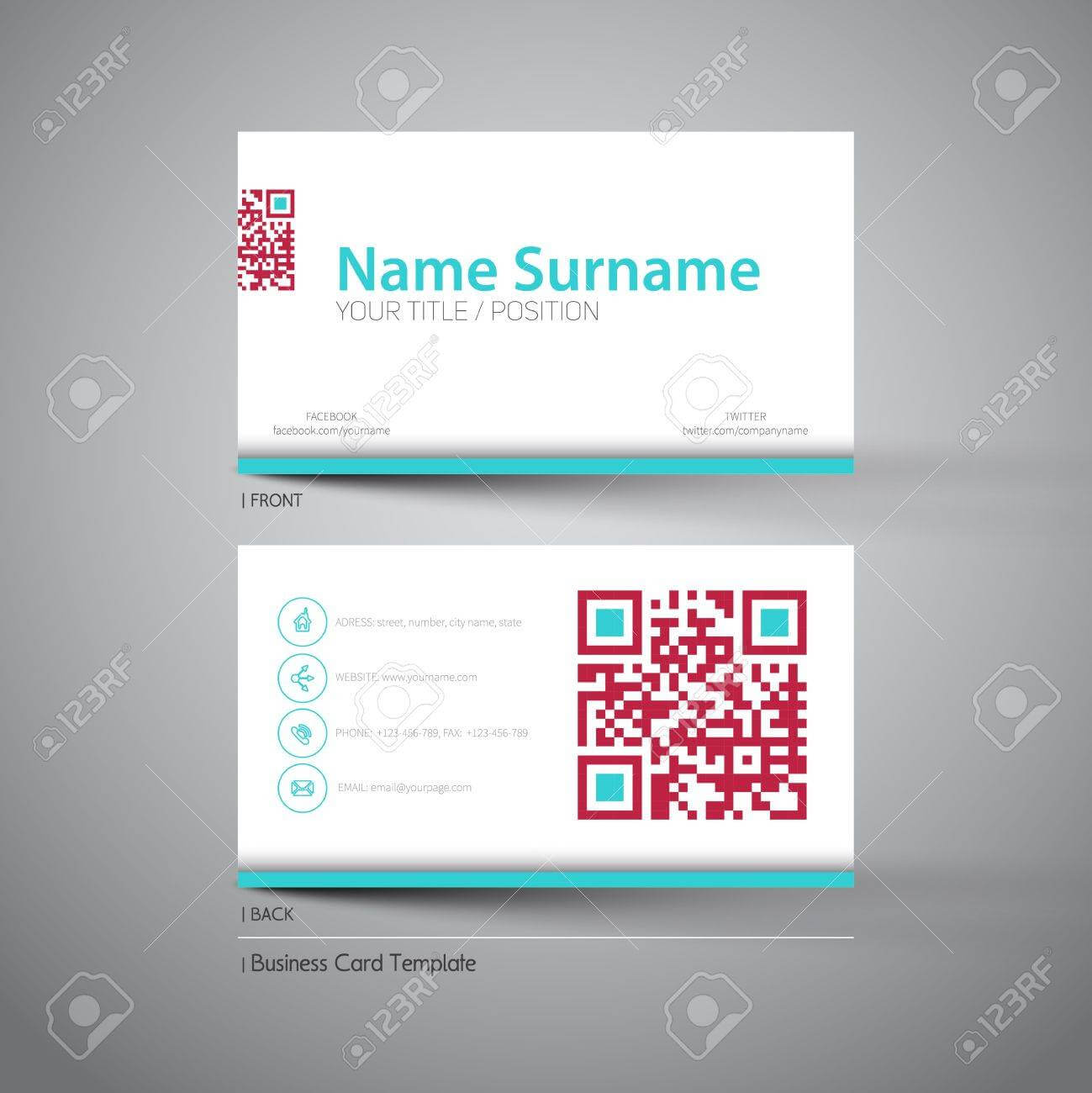 Modern Simple Light Business Card Template With Big Qr Code In Qr Code Business Card Template