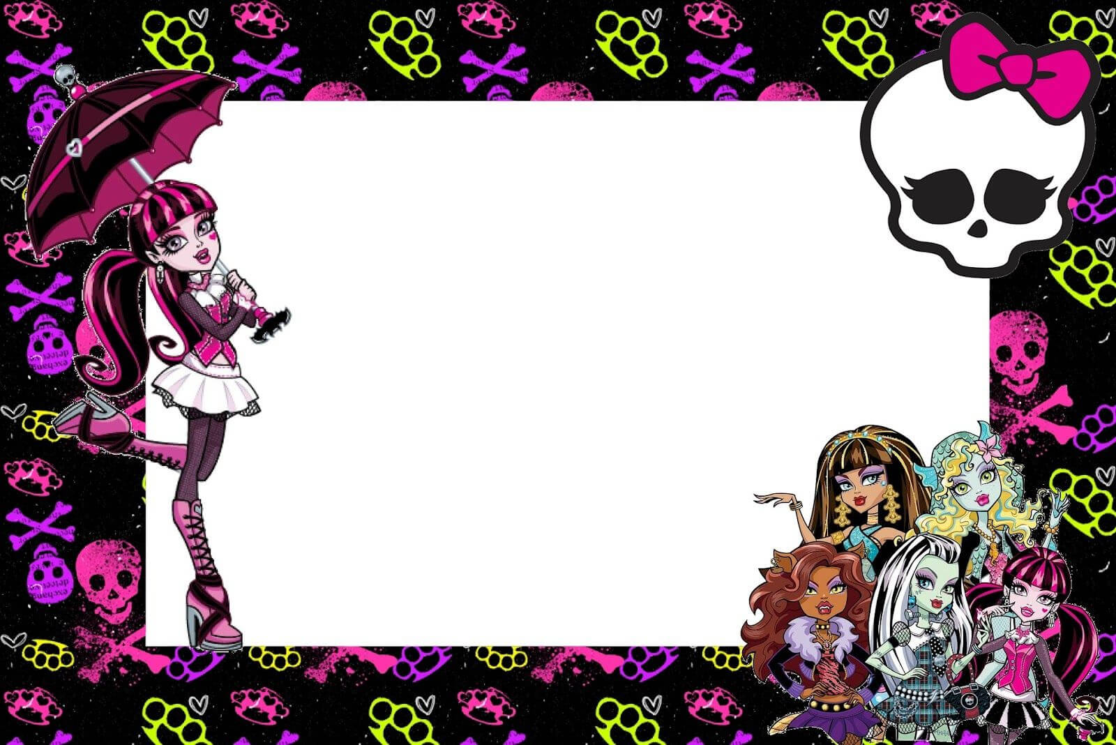 Monster High: Free Printable Party Invitations. | Monster Regarding Monster High Birthday Card Template