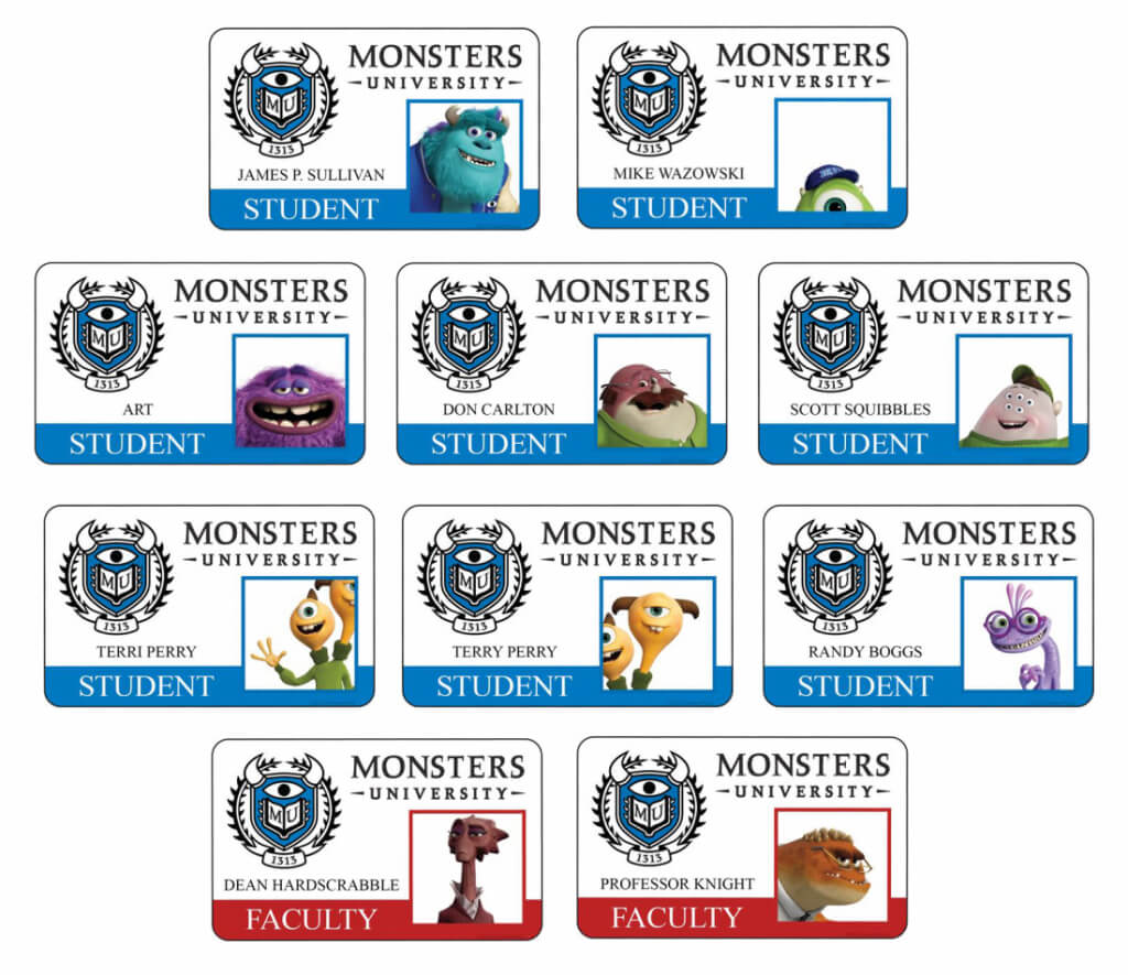 Monsters University All New Student Faculty Id Cards Within Faculty Id Card Template
