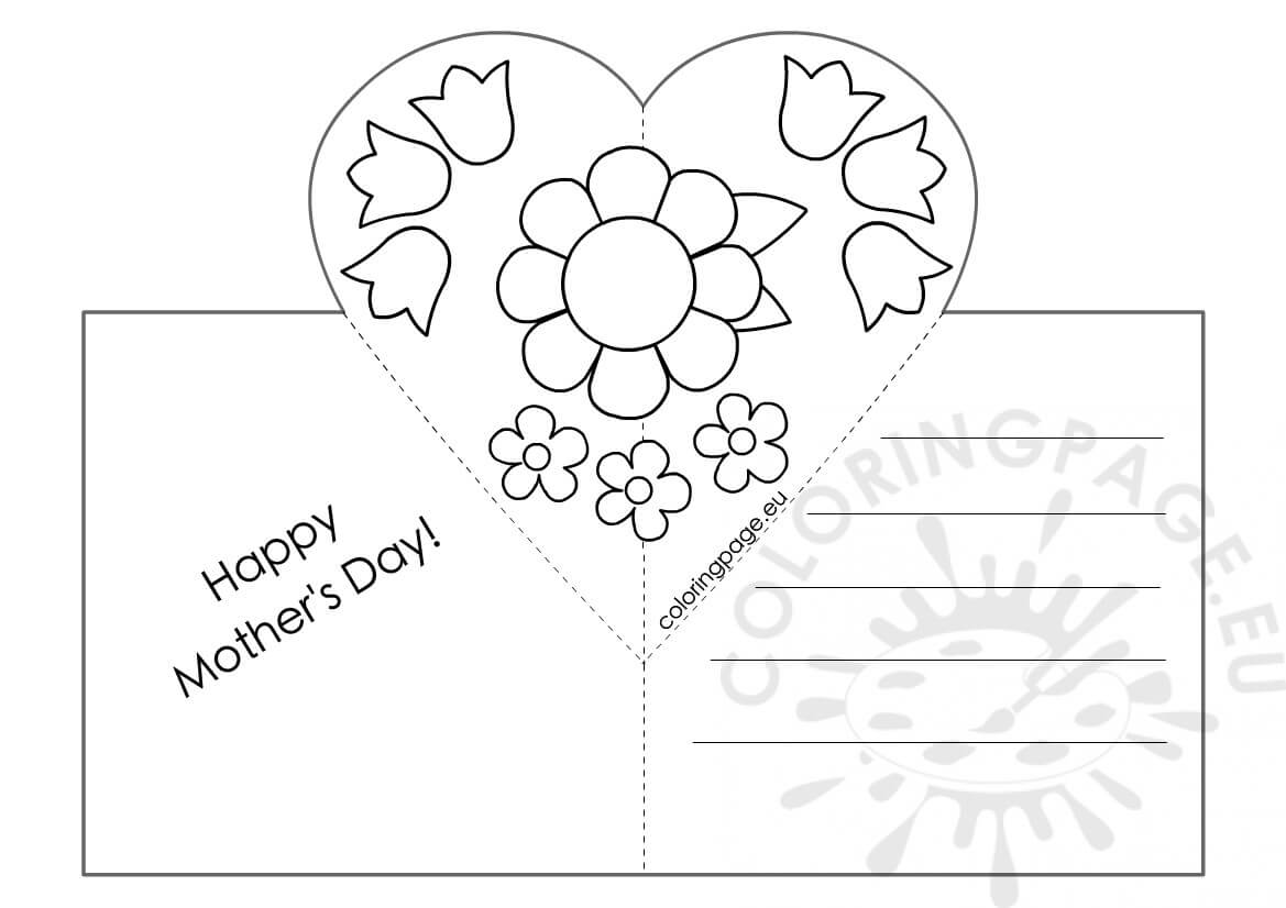 Mothers Day Card With Heart Pop Up Template – Coloring Page In Pop Out Heart Card Template
