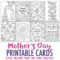 Mother's Day Coloring Cards | 8 Pack | Mothers Day Card for Mothers Day Card Templates