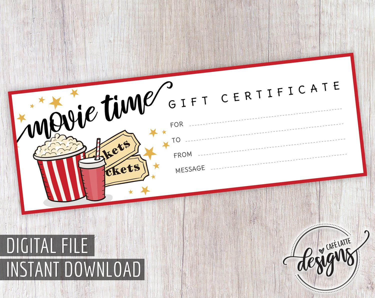 Movie Gift Certificate, Birthday Gift Certificate Printable For Movie Gift Certificate Template