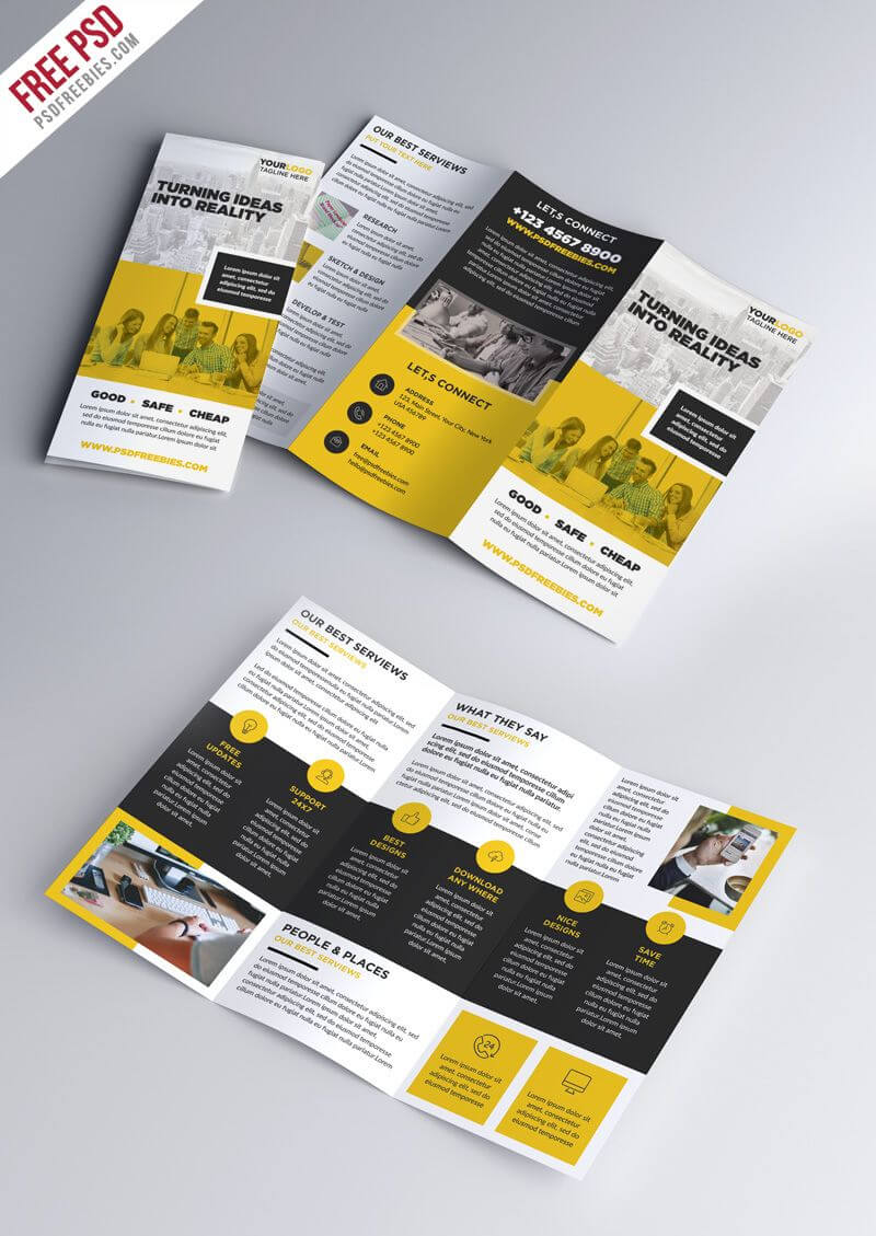 Multipurpose Tri Fold Brochure Psd Template | Pamphlet With Brochure Psd Template 3 Fold