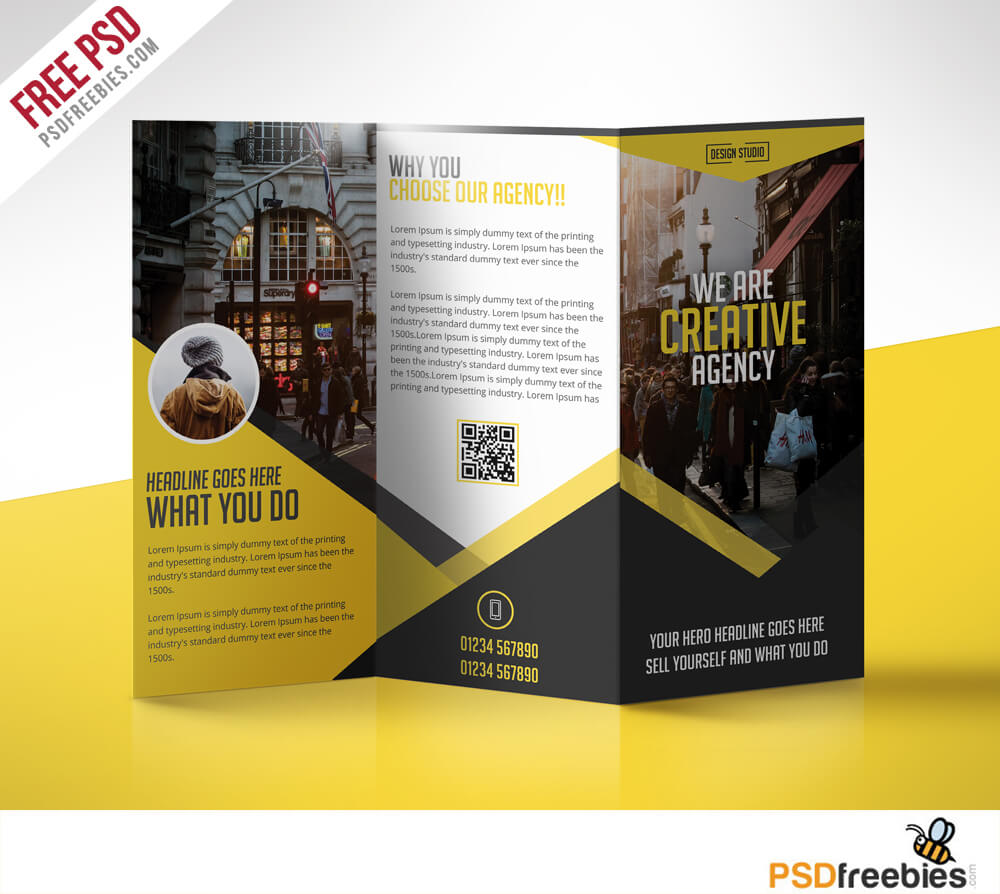Multipurpose Trifold Business Brochure Free Psd Template In 3 Fold Brochure Template Psd