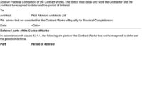 Nzia Standard Construction Contract - Pdf Free Download in Practical Completion Certificate Template Jct