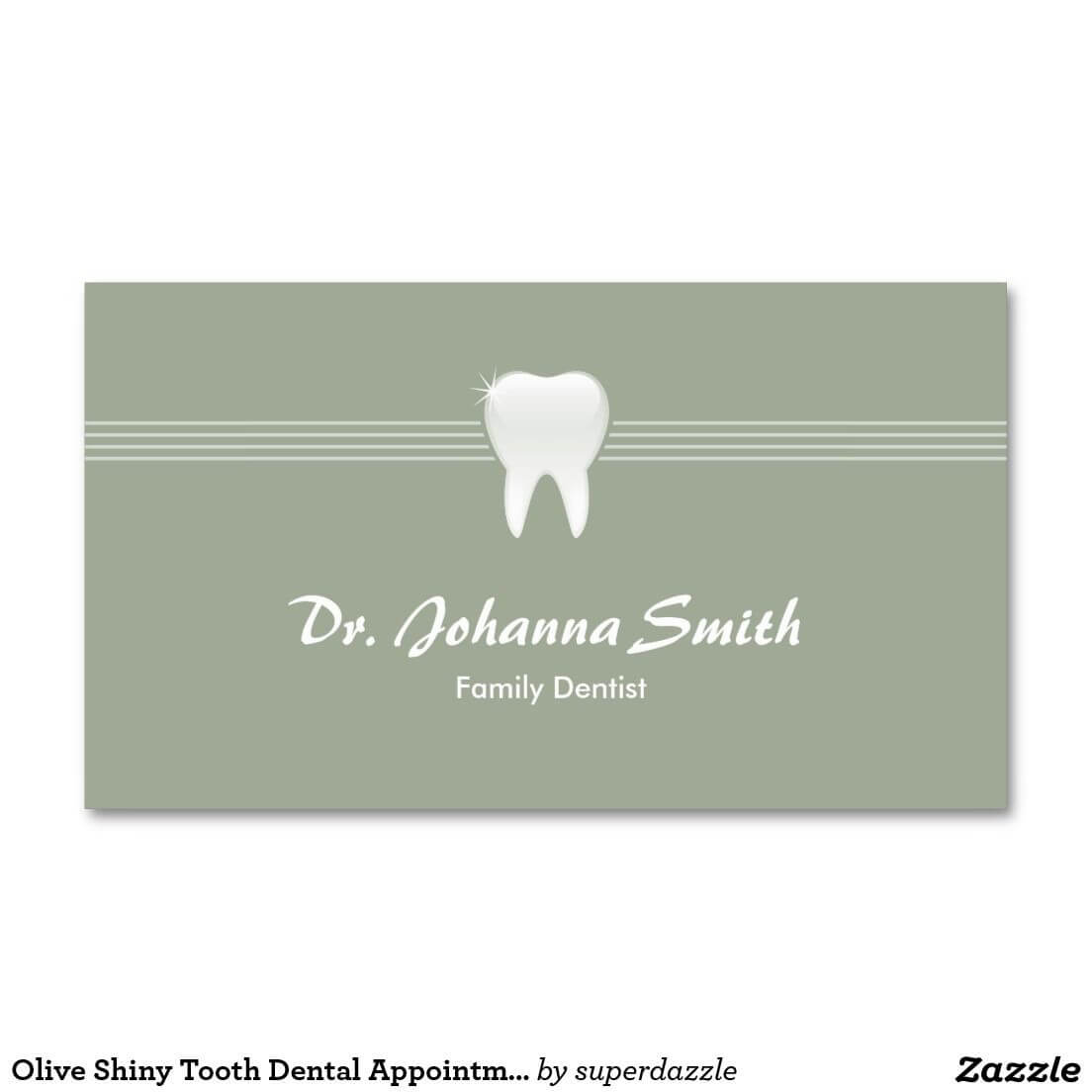 Olive Shiny Tooth Dental Appointment Female | Zazzle With Dentist Appointment Card Template