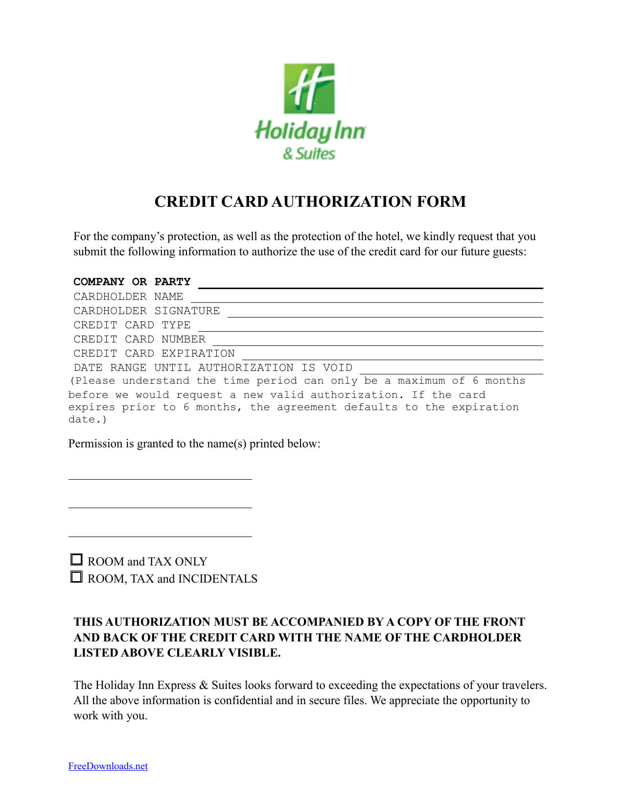 One Time Credit Card Authorization Form Inside Hotel Credit Card Authorization Form Template