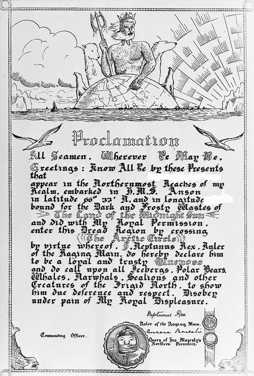 Order Of The Blue Nose' Certificate, Awarded To Sailors To In Crossing The Line Certificate Template