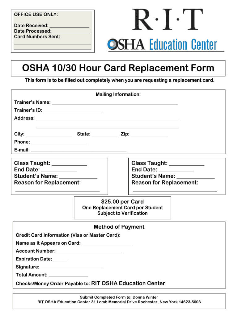 Osha 30 Card Template – Fill Online, Printable, Fillable With Osha 10 Card Template