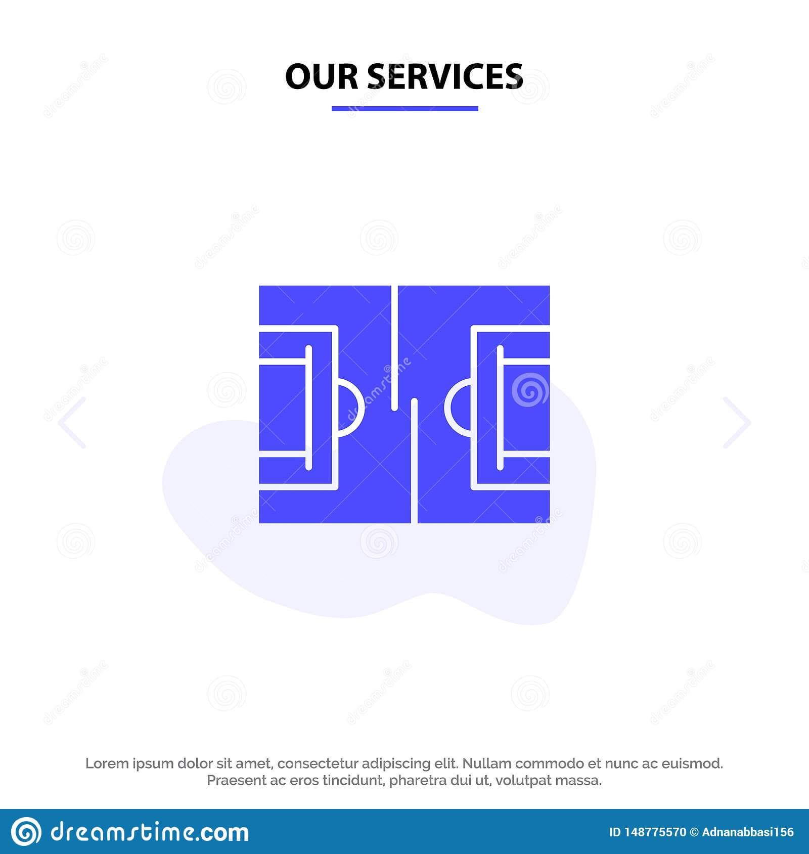Our Services Football, Field, Sports, Soccer Solid Glyph With Football Referee Game Card Template