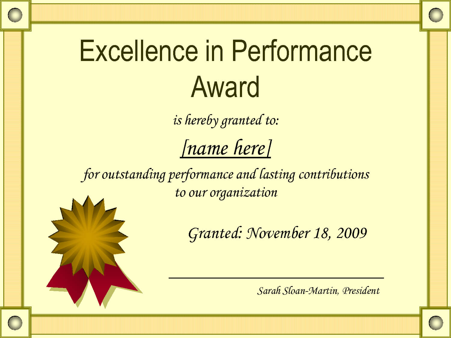 Outstanding Excellence In Performance Awards Certificate Pertaining To Best Performance Certificate Template