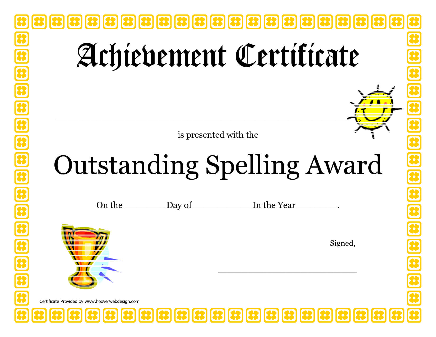 Outstanding Spelling Award Printable Certificate Pdf Picture Intended For Spelling Bee Award Certificate Template