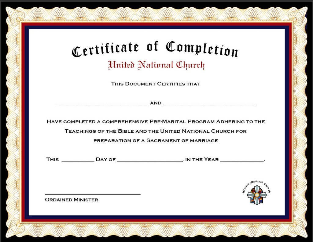 Pack Of 4 Marriage Counseling Completion Certificates With Regard To Premarital Counseling Certificate Of Completion Template