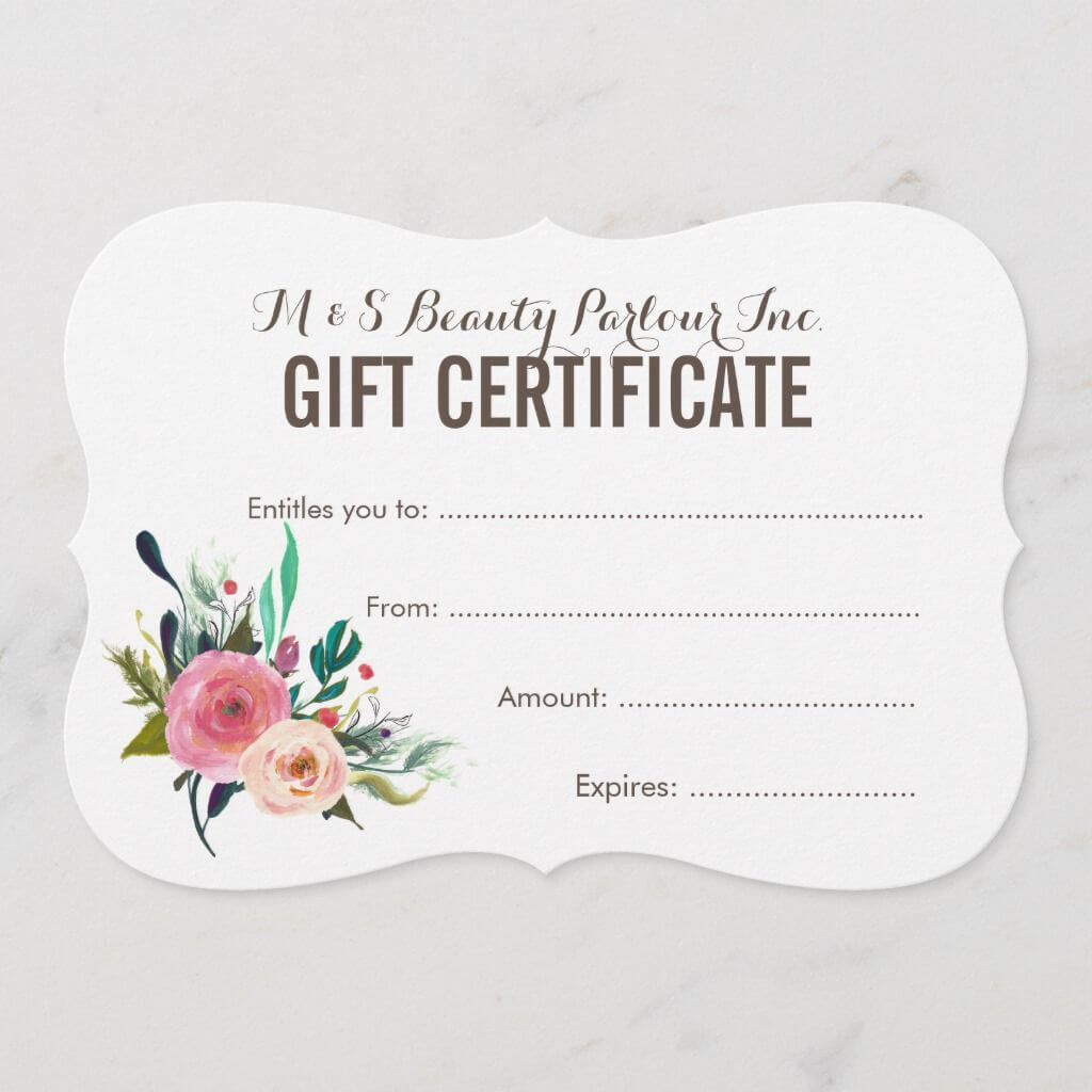 Painted Floral Salon Gift Certificate Template | Gift With Salon Gift Certificate Template