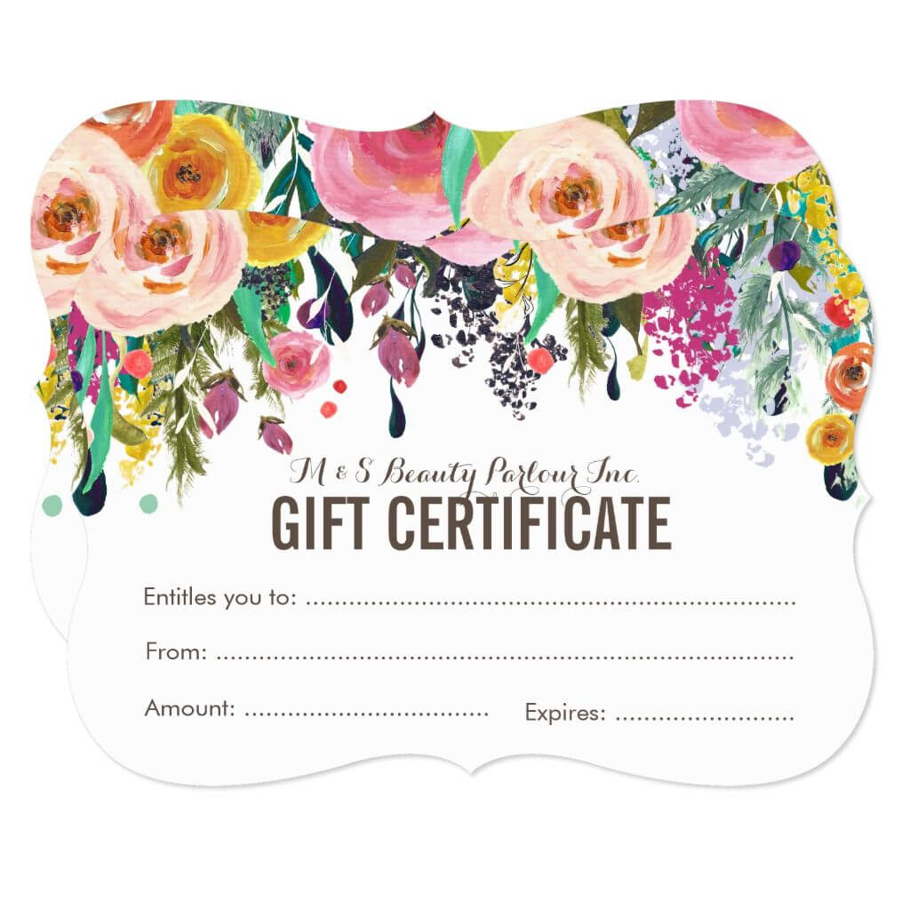 Painted Floral Salon Gift Certificate Template | Zazzle In Salon Gift Certificate Template