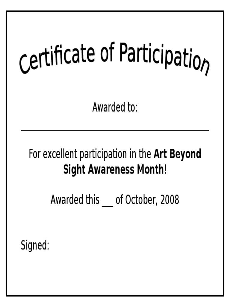 Participation Certificate – 6 Free Templates In Pdf, Word Inside Certificate Of Participation Template Doc