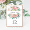 Peach Floral 12Th Table Number Card Template,printable Intended For Table Number Cards Template