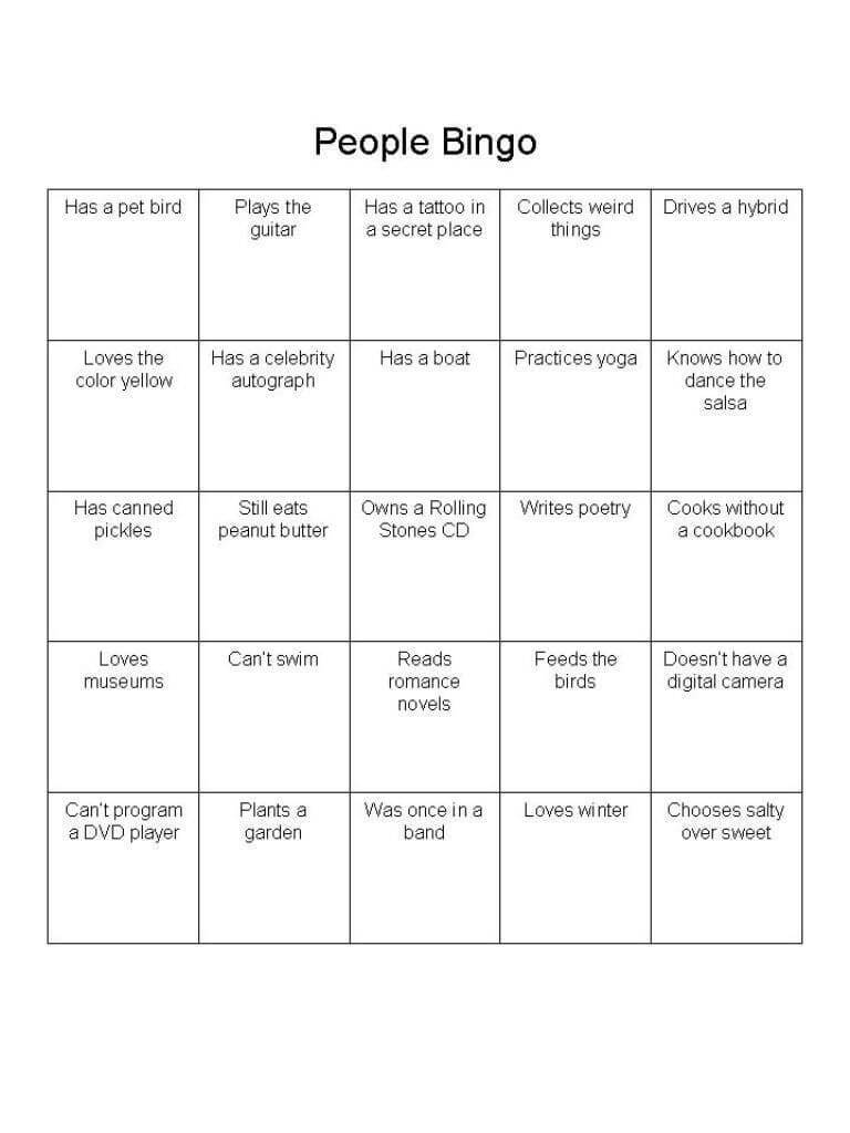 People Bingo" Is A Great Ice Breaker For Adults | Ice With Ice Breaker Bingo Card Template