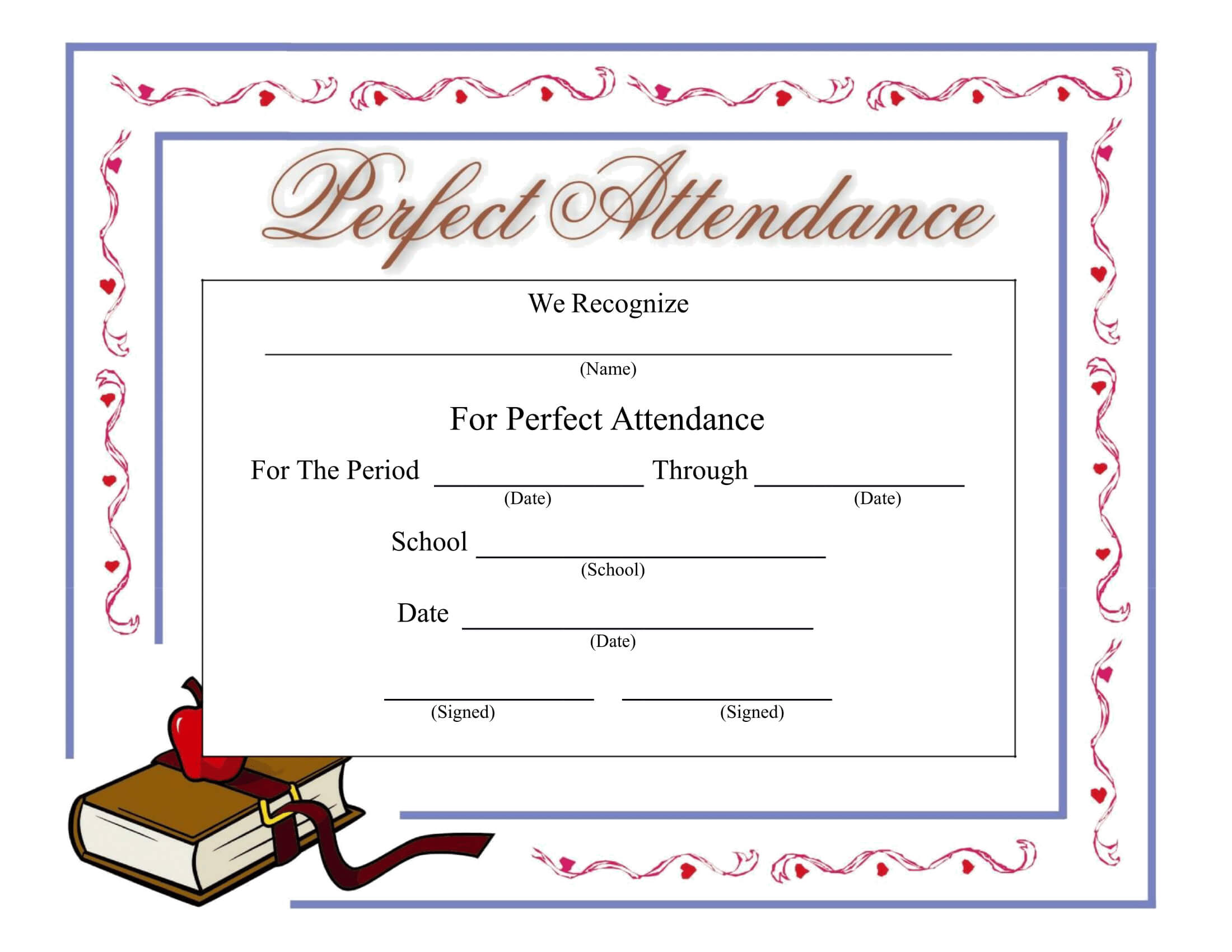 Perfect Attendance Certificate - Download A Free Template Within Perfect Attendance Certificate Template