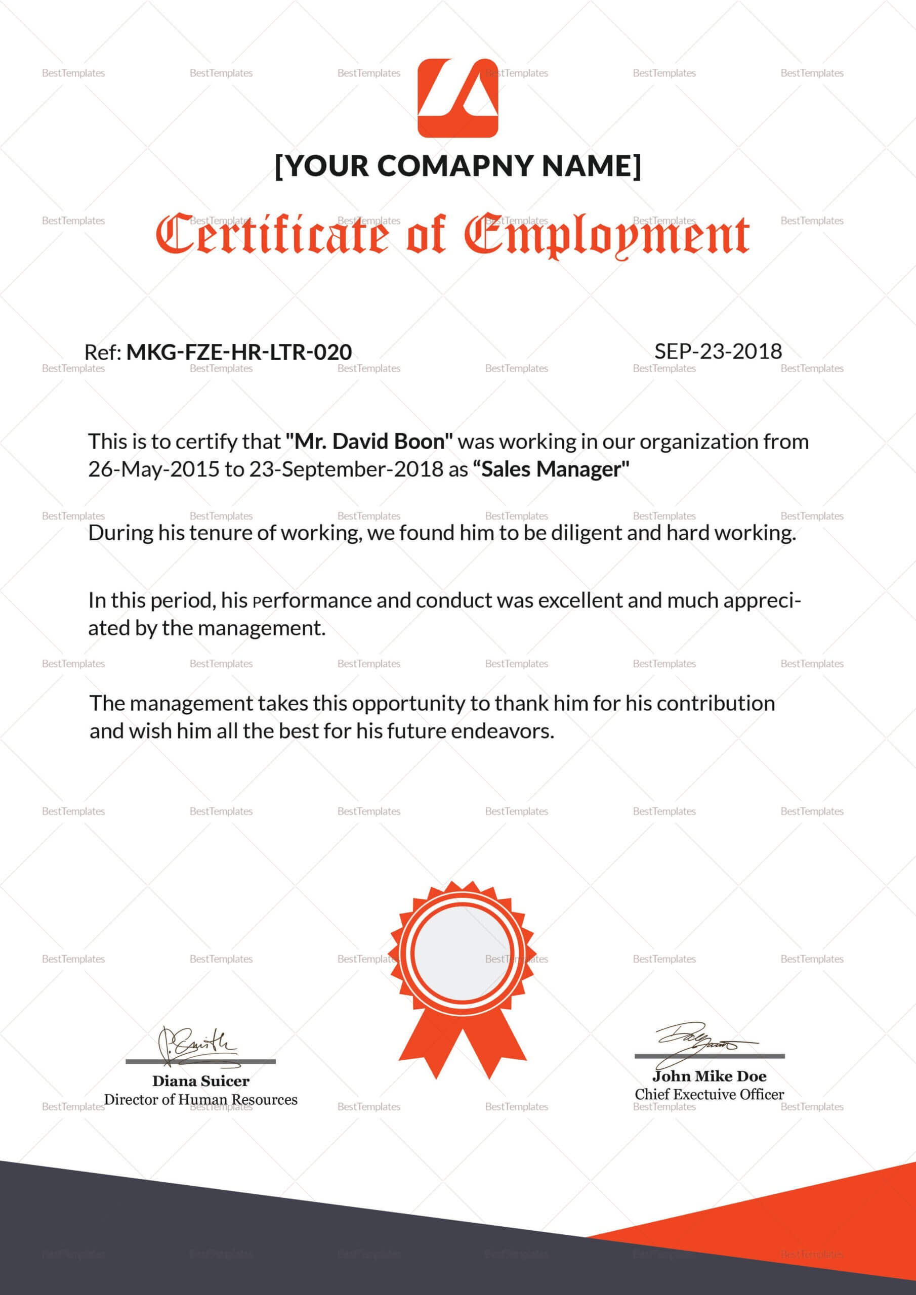 Performance Certificate Sample – Yatay.horizonconsulting.co With Regard To Best Performance Certificate Template