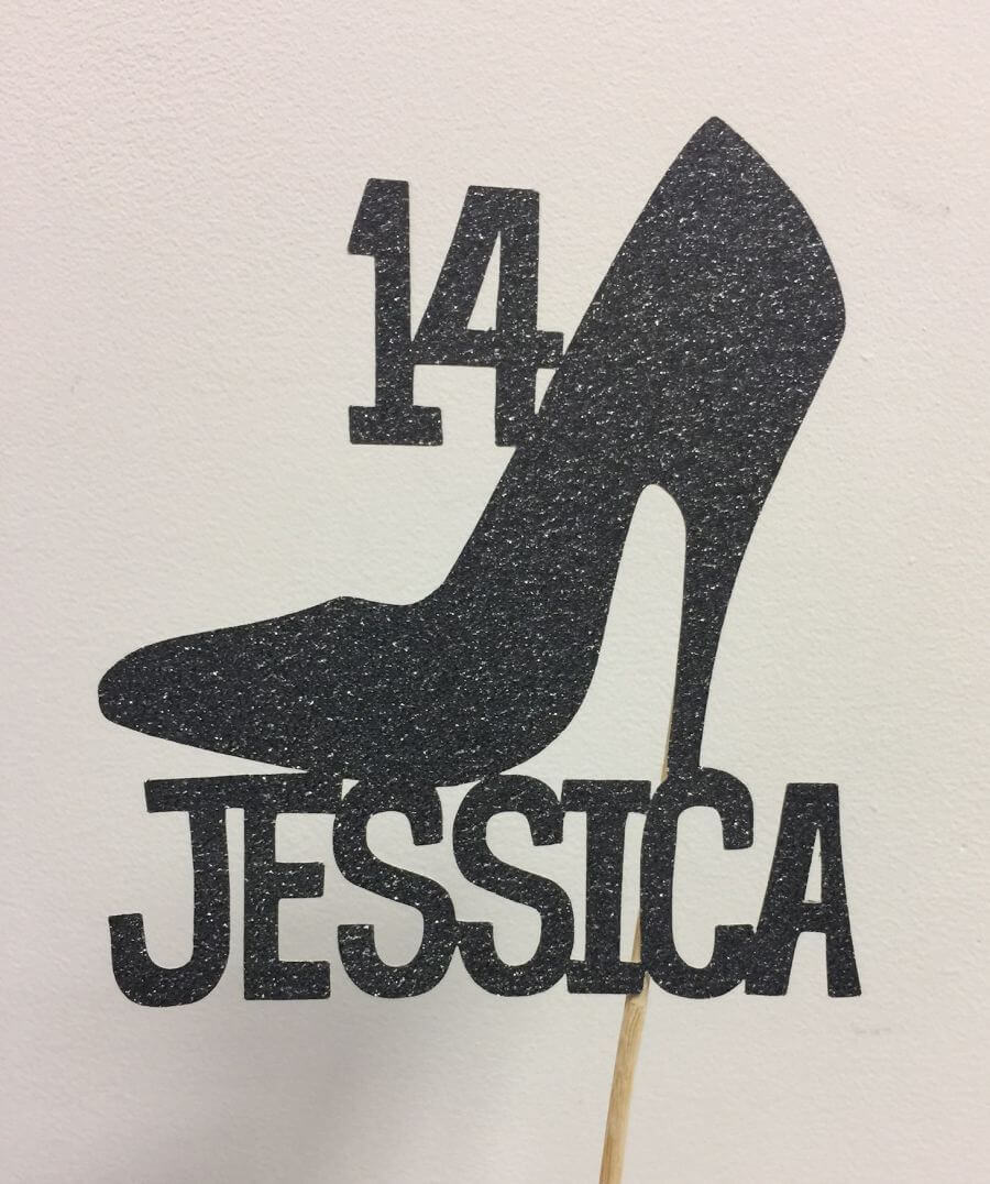 Personalise This Glitter Card Cake Topper In A High Heel Regarding High Heel Shoe Template For Card
