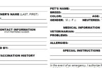 Pet Grooming Client Record Card Digital Download | Pet pertaining to Dog Grooming Record Card Template