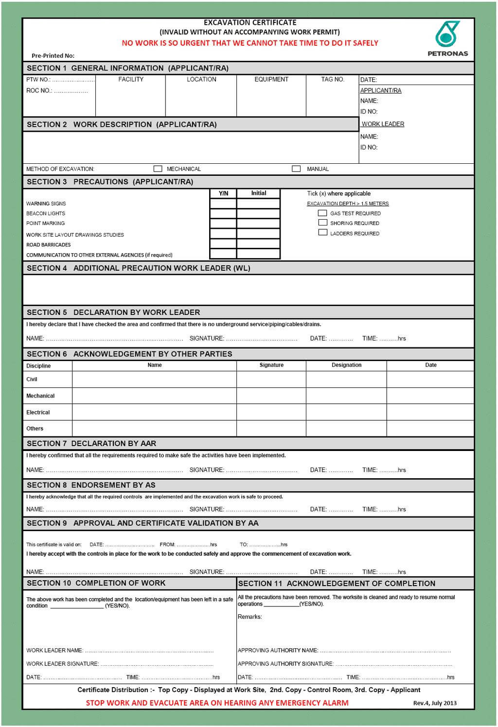 Petronas Carigali Permit To Work Procedure Petronas Carigali Regarding Electrical Isolation Certificate Template