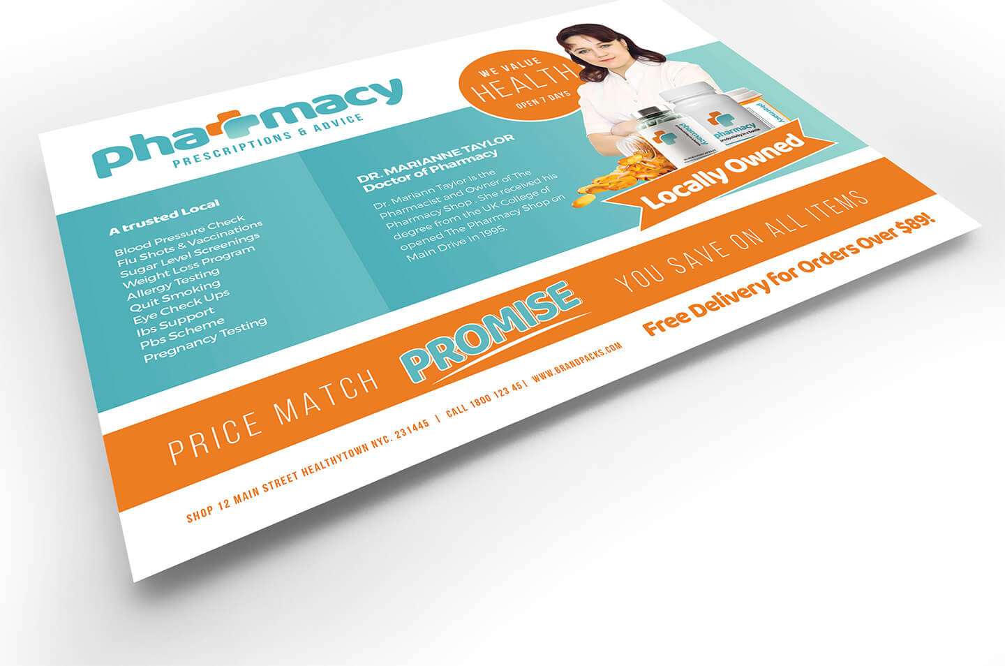 Pharmacy Flyer Template - Psd, Ai & Vector - Brandpacks Inside Pharmacy Brochure Template Free