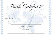 Pics For Birth Certificate Template For School Project with regard to Birth Certificate Fake Template