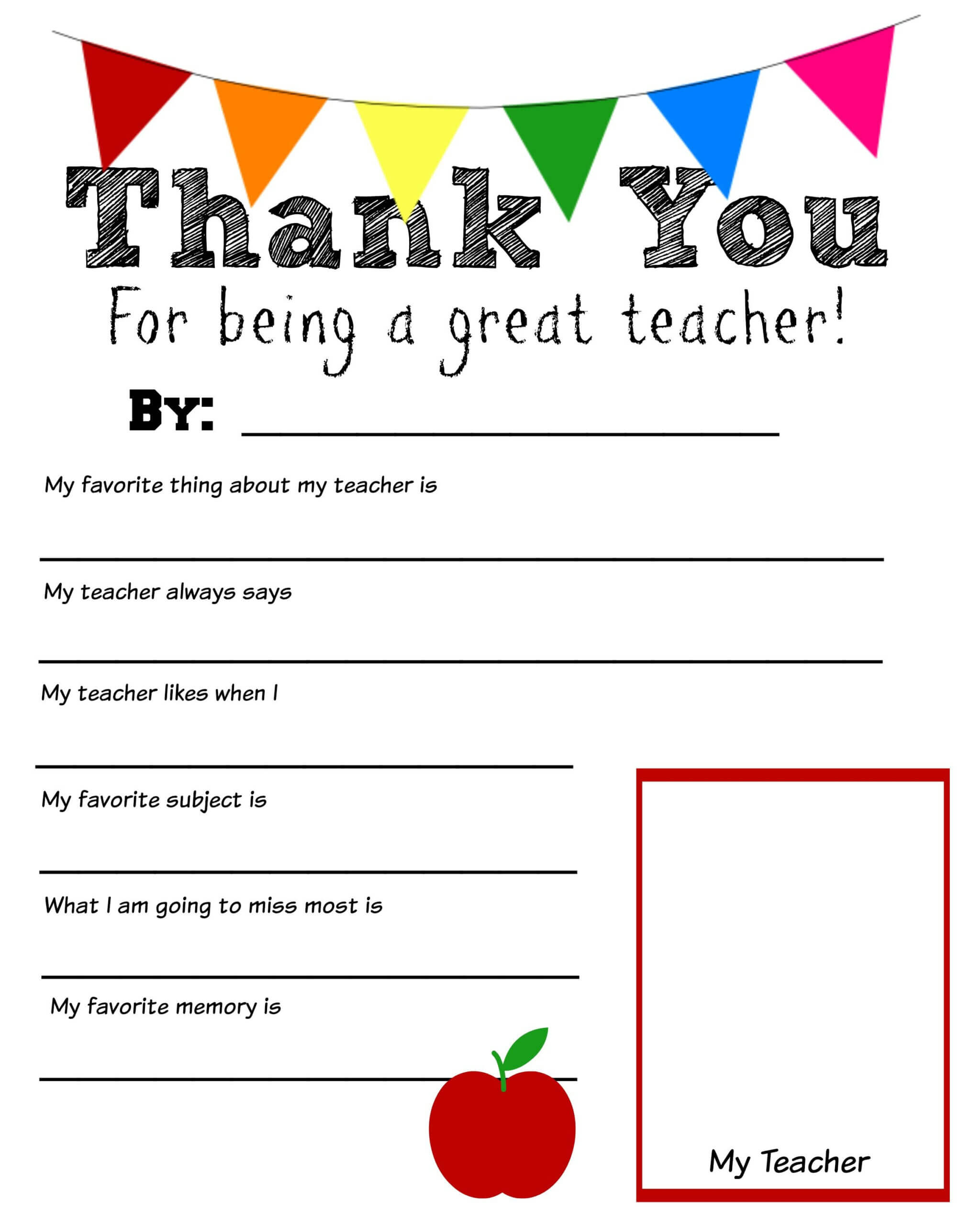 Pinchristine Patterson Mullery On School Days | Teacher Within Thank You Card For Teacher Template