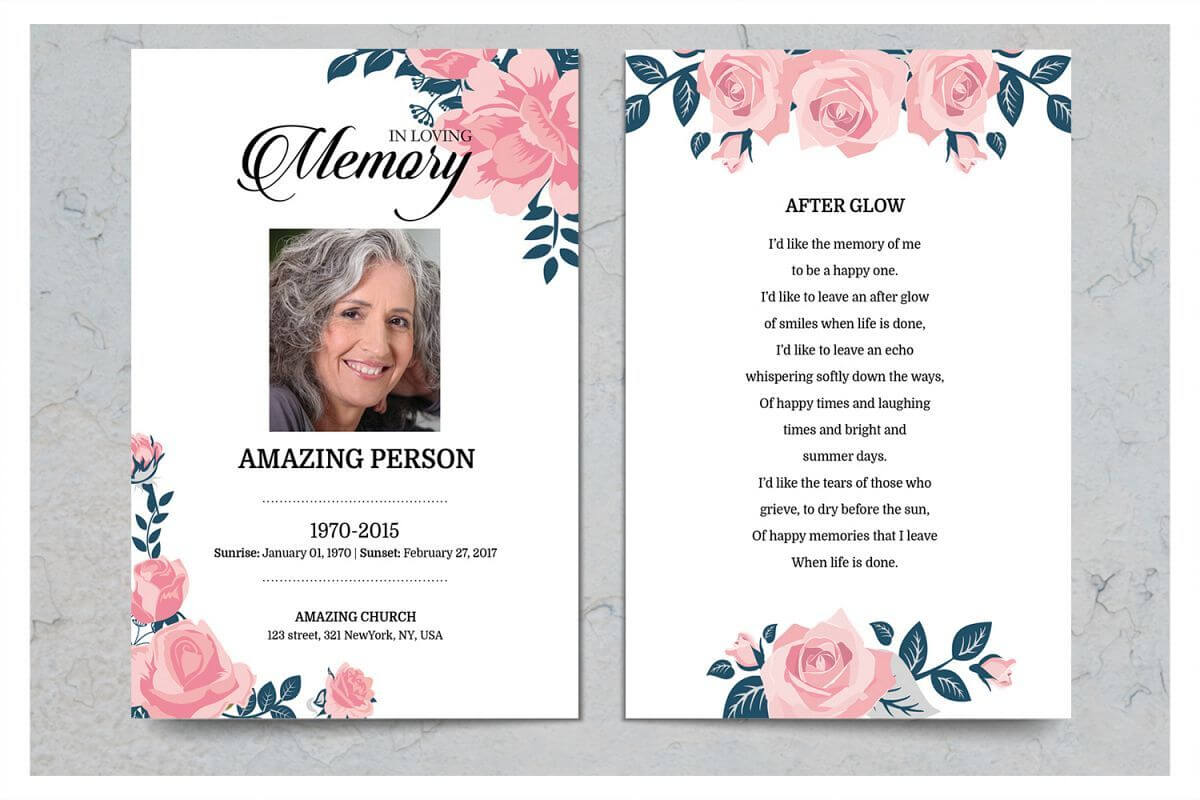 Pink Flower Funeral Prayer Card Template Throughout Prayer For Prayer Card Template For Word