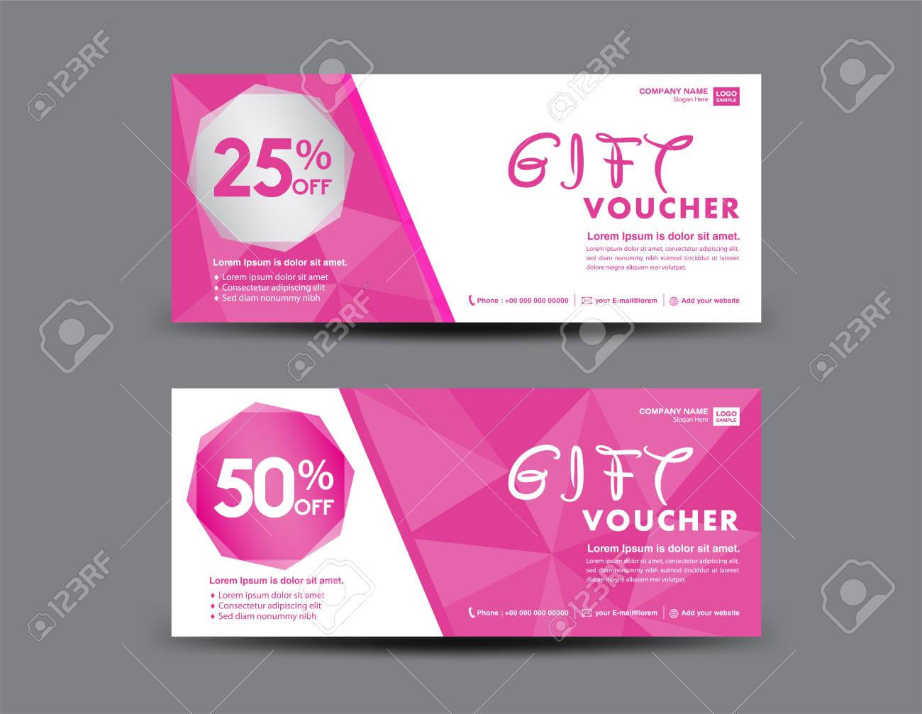 Pink Gift Voucher Template, Coupon Design, Certificate, Ticket.. Intended For Pink Gift Certificate Template