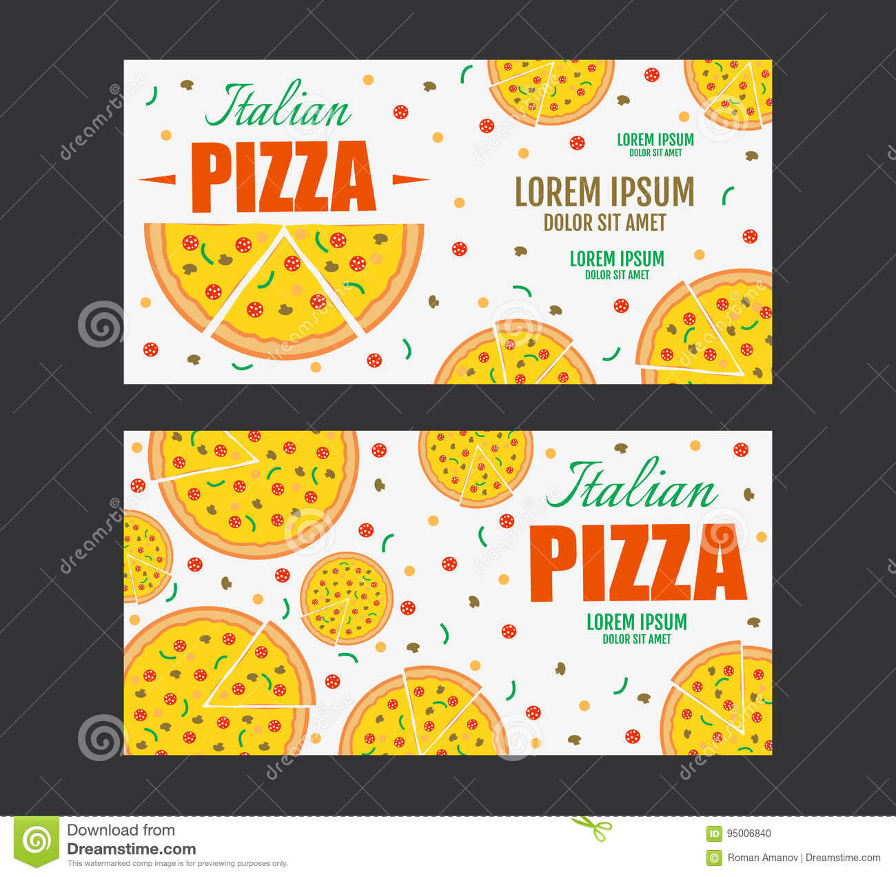 Pizza Flyer Vector Template. Two Pizza Banners. Gift Voucher Within Pizza Gift Certificate Template